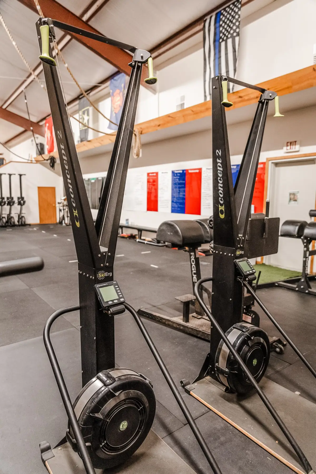 Concept2 SkiErg machines on the Paradigm Fitness training floor